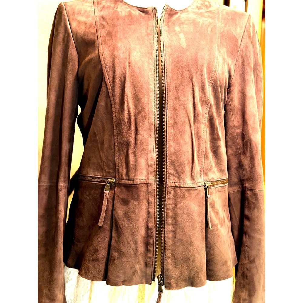 ECRU Brown Suede Full Zip Front, Fully Lined Jacket Size S